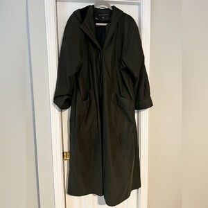 Gallery Dark Green Hooded Trench Coat with Zip Out Lining